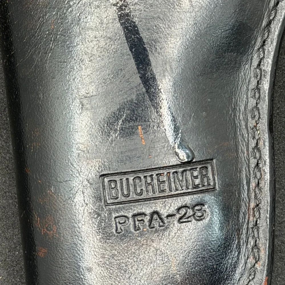 Bucheimer PFA-28 Vintage Black Leather Duty Holster with Snap Closure Right Hand
